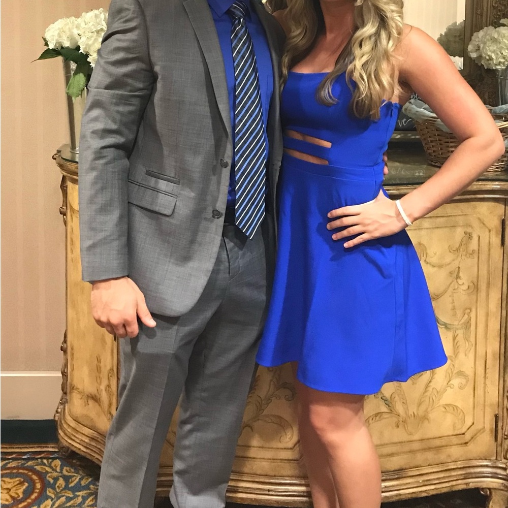 Express Blue Sleeveless A-Line Cocktail Dress